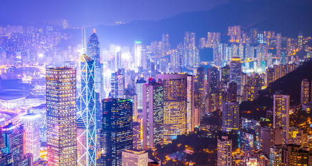 Wall Mural - Hong Kong Skyline and City Nightscape