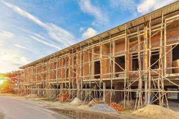 two storey houses are under construction in thailand, modern house design.