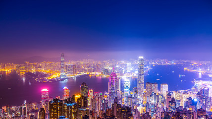 Hong Kong Skyline and City Nightscape