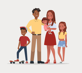 happy family father mother and child character vector design no2