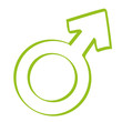 Handgezeichnetes Symbol für männlich in hellgrün