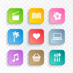 Canvas Print - Modern vector universal leisure web and mobile icons