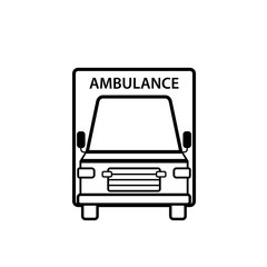 Wall Mural - ambulance car front view outline icon. clipart image isolated on white background