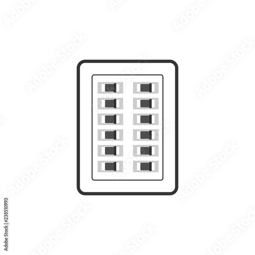 Electrical breaker box outline icon. Clipart image isolated on white