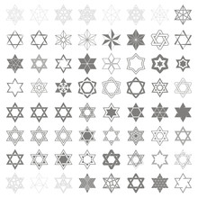Set Of Monochrome Icons With Star Of David Traditional Jewish Symbol For Your Design