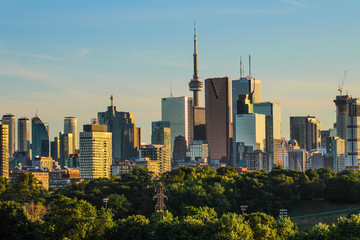 Wall Mural - City skyline at sunset