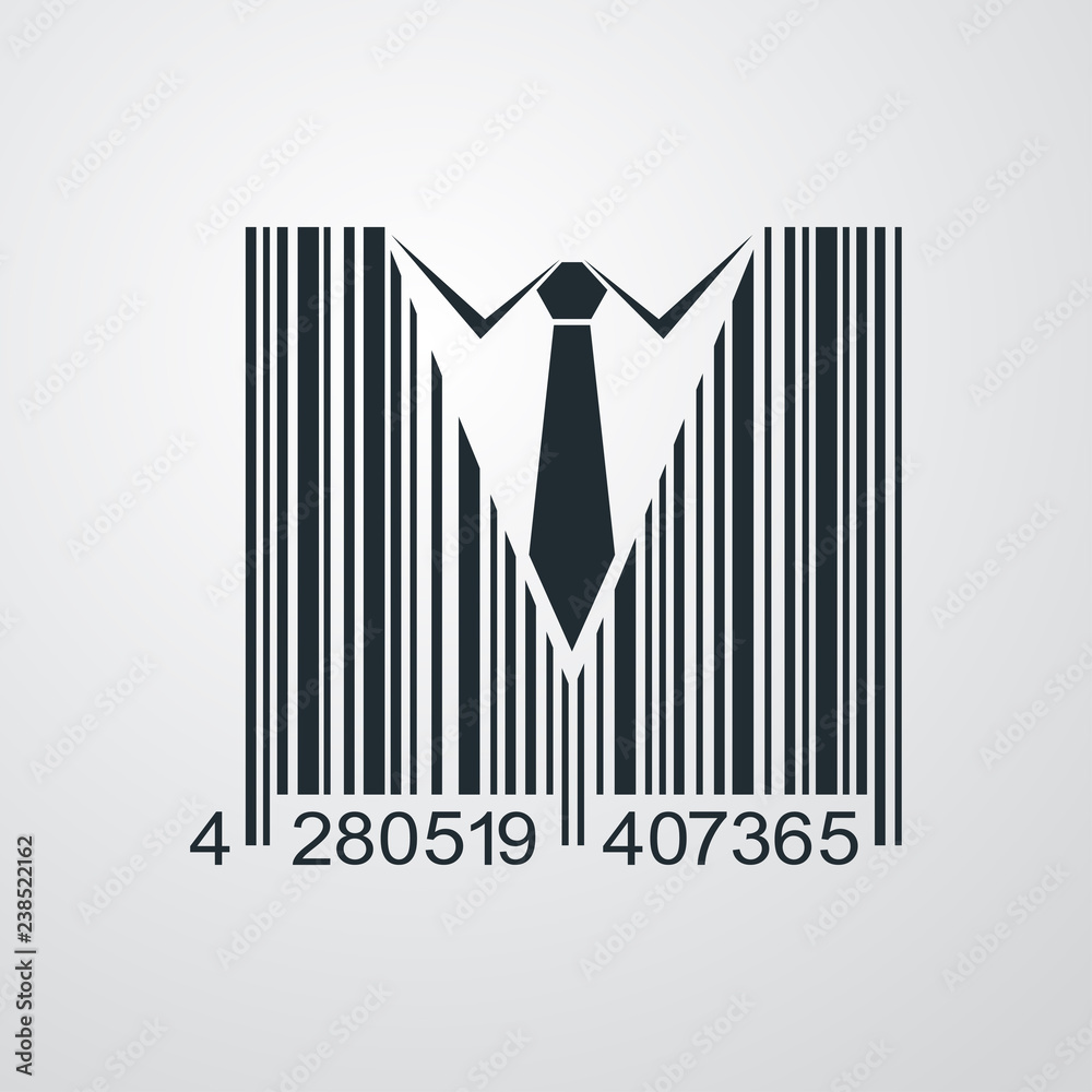 Icono plano código de barras ropa de hombre en fondo gris Stock Vector |  Adobe Stock, image size:1000x1000