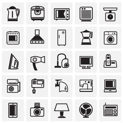 Poster - Home appliance icons set on squares background for graphic and web design, Modern simple vector sign. Internet concept. Trendy symbol for website design web button or mobile app