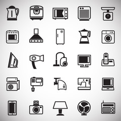 Poster - Home appliance icons set on white background for graphic and web design, Modern simple vector sign. Internet concept. Trendy symbol for website design web button or mobile app