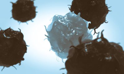 Wall Mural - abstract concept of human white blood cell leukocyte or dendritic cell. 3d illustration.