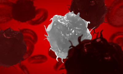 Wall Mural - abstract concept of human white blood cell leukocyte or dendritic cell. 3d illustration.