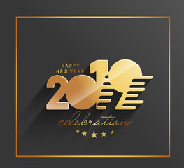 Happy New Year 2019 Golden Text Design  Patter, Vector illustration.