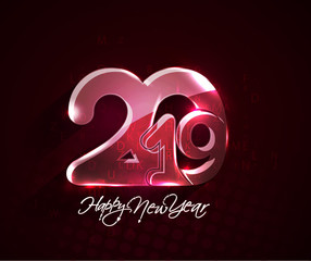 Happy New Year 2019 Text Design Patter, Vector illustration.