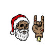 © always draw - SANTA CLAUS SKULL WITH ROCK SIGN HAND WHITE BACKGROUND