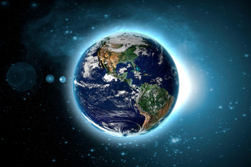 Wall Mural - planet earth with glow circuit in outer galaxy space. elements of this image furnished by nasa f
