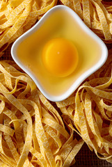 Homemade raw egg noodles.