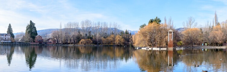  Lake in the Schierbeck Park , Puigcerda in Cerdanya, Girona, Catalunya, Spain.