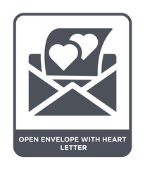 Sticker - open envelope with heart letter icon vector