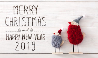 Christmas background with toys and text on white