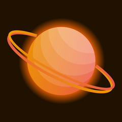 Wall Mural - glowing planet of saturn on a black background. planet with rings for your design. vector illustrati