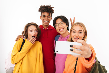 Canvas Print - Group of cheerful teenagers isolated