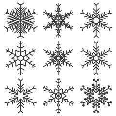 Wall Mural - Set of snowflakes icons. Vector on white background