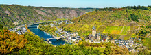 Panorama Of Cochem With The Reichsburg Castle And The Moselle River. Germany