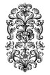 Flower vintage Baroque scroll Victorian frame border floral ornament leaf engraved retro pattern lily peony decorative design tattoo black and white filigree calligraphic vector