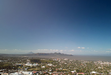 Sticker - Managua town landscape with lake  