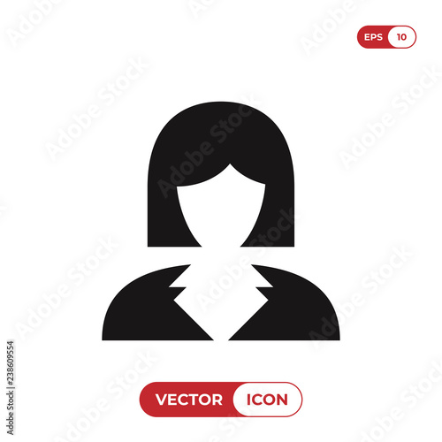 Business Woman Icon Vector Avatar Symbol Female Sign Isolated On