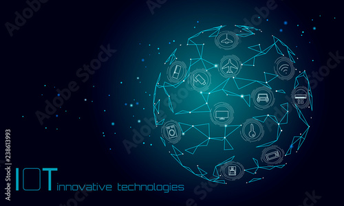 Blue Space Planet Earth Internet Of Things Icon Innovation Technology Concept Wireless Communication Network Iot Ict Intelligent System Automation Modern Ai Computer Online Vector Illustration Buy This Stock Vector And Explore