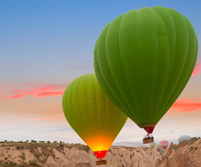 Wall Mural - Hot air balloons rock landscape