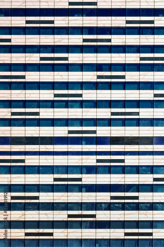 Geometric texture of fragment modern Iron-concrete wall with windows ...