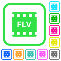 Poster - FLV movie format vivid colored flat icons