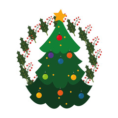 Poster - christmas tree wreath leaves decoration