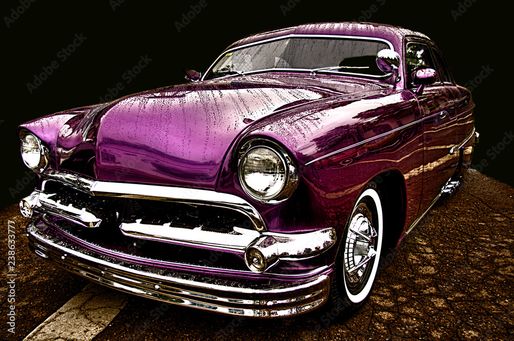 Obraz na płótnie classic american car w salonie