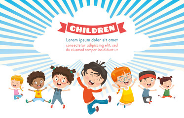 Wall Mural - Vector Illustration Of Happy Children