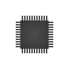 Poster - cpu central processing unit, computer chip or microchip icon. vector illustration isolated on white 