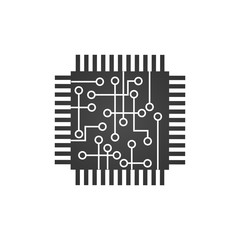 Poster - cpu central processing unit, computer chip or microchip icon. vector illustration isolated on white 