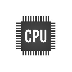 Poster - cpu central processing unit, computer chip or microchip icon. vector illustration isolated on white 