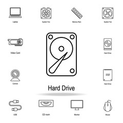 Poster - Hard drive icon. Detailed set of computer part icons. Premium graphic design. One of the collection icons for websites, web design, mobile app