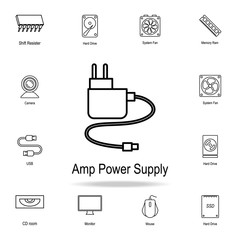 Poster - Amp power supply icon. Detailed set of computer part icons. Premium graphic design. One of the collection icons for websites, web design, mobile app