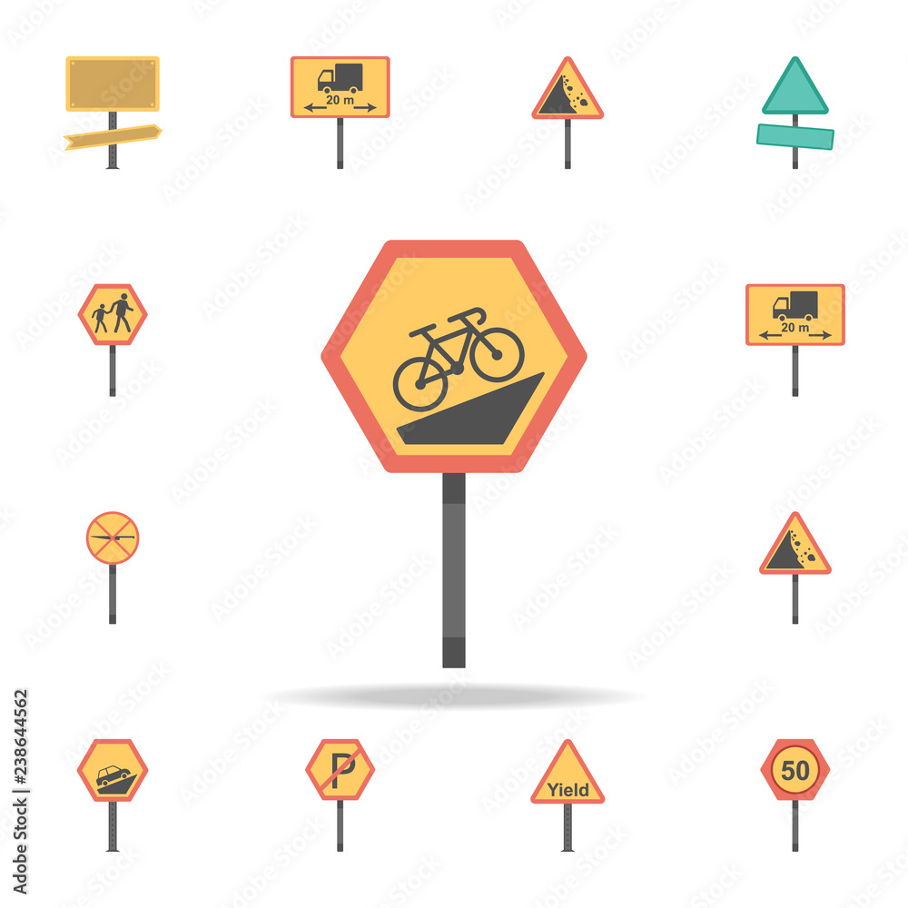 Steep sign colored icon. Detailed set of color road sign icons. Premium graphic design. One of the collection icons for websites, web design, mobile app
