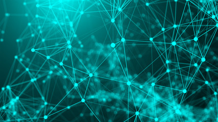 Aufkleber - Abstract connection dots. Technology background. Network concept. 3d rendering