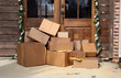Boxes on front porch during holiday shopping season