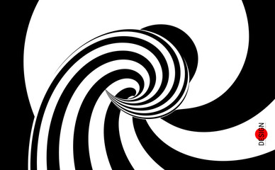 Pattern with optical illusion. Black and white design. Abstract striped background. Vector illustration.