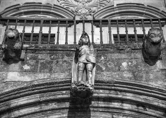 Wall Mural - Cathedral Sculpture, Black and White, Braga, Portugal