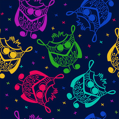  Fun colorful pattern with owls