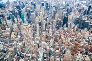 Wall Mural - Helicopter view of Midtown Manhattan, New York City