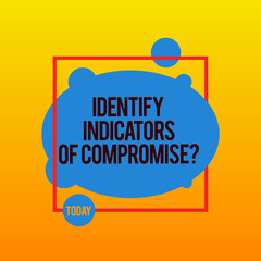 Aufkleber - Writing note showing Identify Indicators Of Compromise. Business photo showcasing Detect malware online attacks hacking Asymmetrical Blank Oval photo Abstract Shape inside a Square Outline